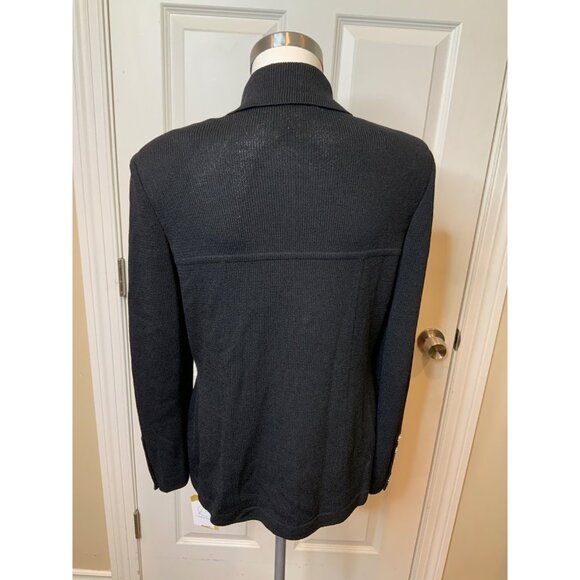 St. John Black Wool Tweed Jewel Accent Zip-Up Jacket, Size 6 - Picture 6 of 7